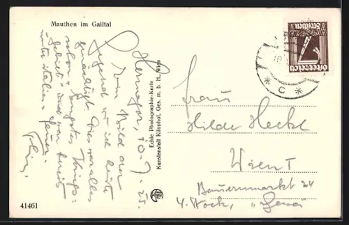 AK Mauthen im Gailtal, Ortsansicht mit Gipfelpanorama von einer Anhöhe aus