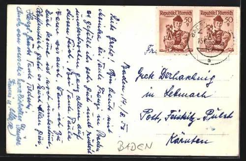 AK Baden, Cafe-Restaurant Doblhoffpark Friedl Pieringer