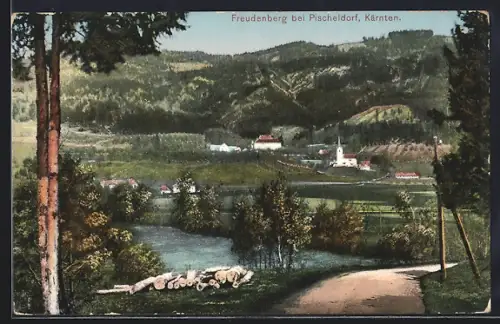 AK Magdalensberg, Freudenberg bei Pischeldorf, Ortspartie mit Kirche