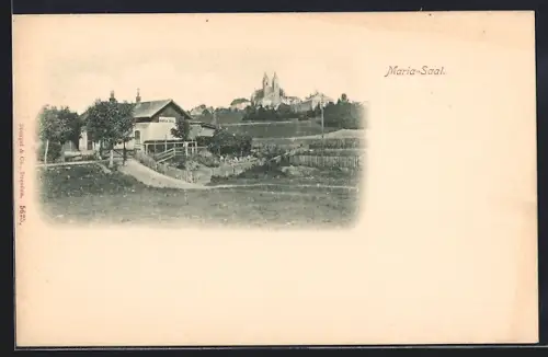 AK Maria-Saal, Ortspartie mit Kirche