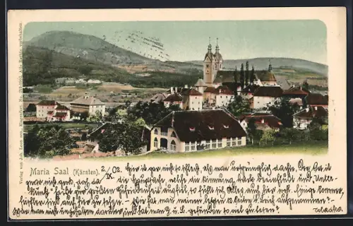 AK Maria Saal /Kärnten, Ortspartie mit Kirche