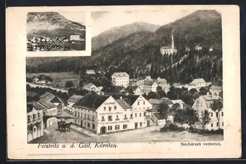 AK Feistritz a. d. Gail, Gasthaus Anton Achatz-Merlin, Teilansicht