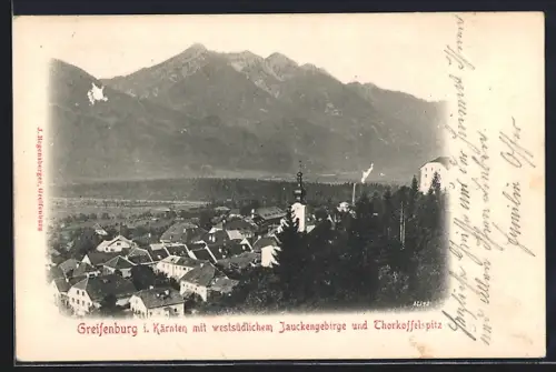 AK Greifenburg i. Kärnten, Teilansicht mit Bergen