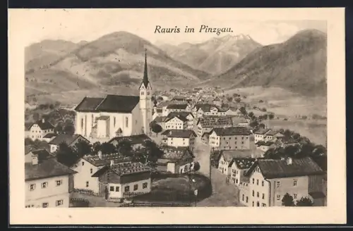 Künstler-AK Rauris im Pinzgau, Teilansicht mit Kirche