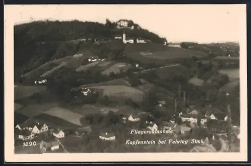 AK Kapfenstein bei Fehring, Teilansicht, Fliegeraufnahme