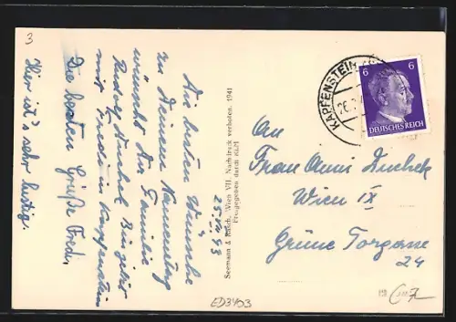 AK Kapfenstein bei Fehring, Teilansicht, Fliegeraufnahme