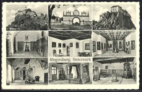 AK Riegersburg i. d. Steiermark, Westseite, Pyramidentor, Waffenkammer, Rittersaal, Breitezimmer