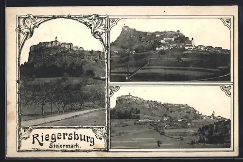AK Riegersburg /Steiermark, Panorama, Teilansicht, Schloss
