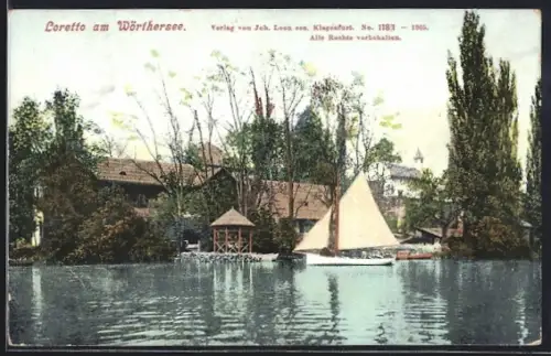 AK Loretto am Wörthersee, Uferpartie mit Booten
