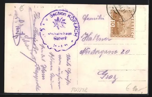 Foto-AK Schutzhaus Gaberl auf der Stubalpe, Wirtsleute und Gäste