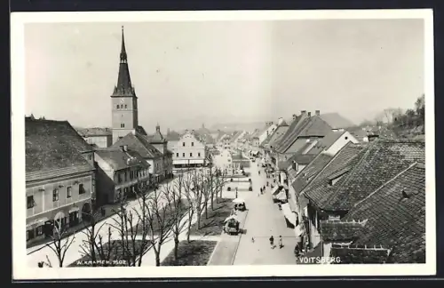 AK Voitsberg, Strassenpartie mit Kirche