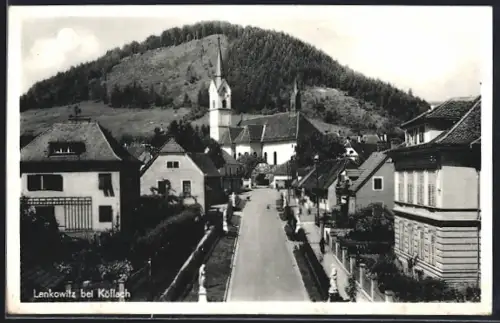 AK Maria Lankowitz, Strassenansicht mit Kirche und Häuser