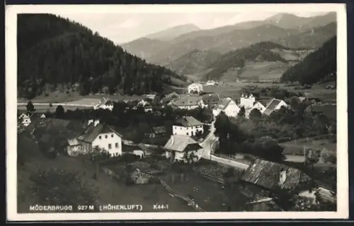 AK Möderbrugg, Strassenpartie mit Bergen