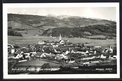 AK Obdach /Stmk., Teilansicht mit Zirbitzkogel