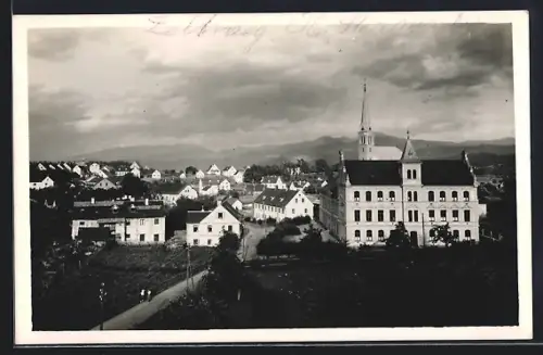 AK Zeltweg /Steiermark, Teilansicht mit Kirche und Strassenpartie