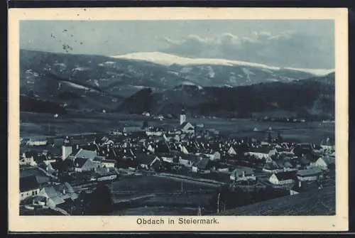 AK Obdach in Steiermark, Teilansicht mit Bergen