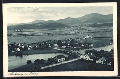 AK Zeltweg, Neufisching, Ortsansicht mit Fluss