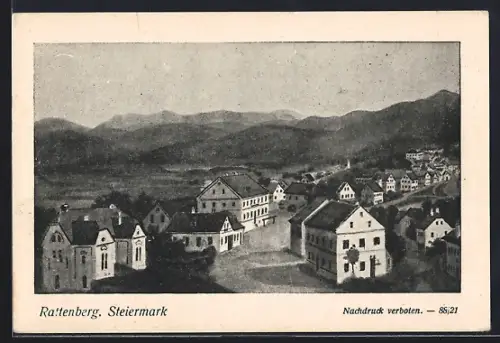 Künstler-AK Rattenberg /Steiermark, Strassenpartie mit Bergen