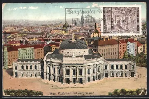 AK Wien, Burgtheater mit Blick auf den Ort