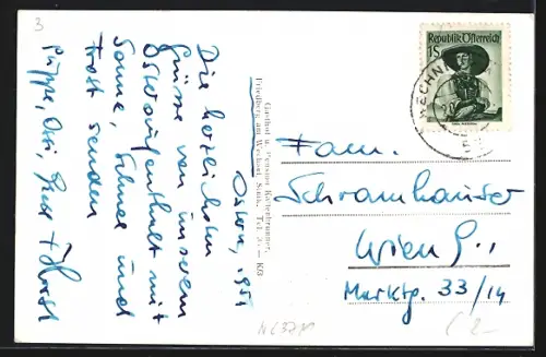 AK Friedberg a. Wechsel, Der Gasthof Kaltenbrunner, Schwimmbad, Speisesaal, Pensionsgarten