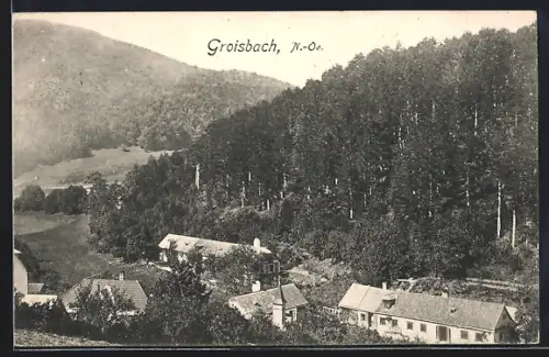 AK Groisbach /N.-Oe., Ortspartie mit Bergen