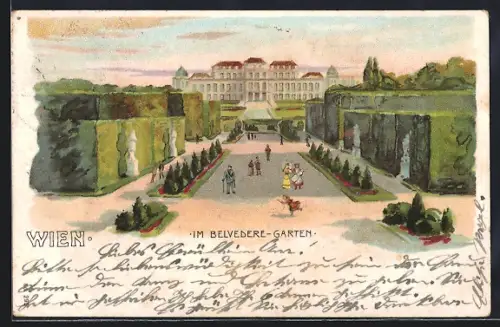 Lithographie Wien, Im Belvedere-Garten