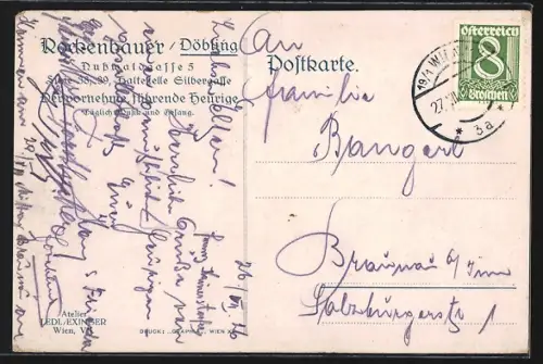 AK Wien-Döbling, Rockenbauer, Heimfahrt vom Heurigen