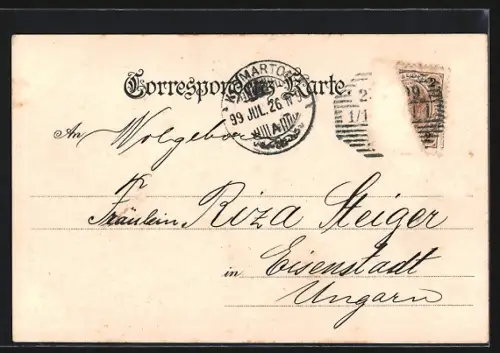 Lithographie Wien, Maria Theresien Platz mit dem Monument, Ortsansicht mit Pferdebahn u. Droschken