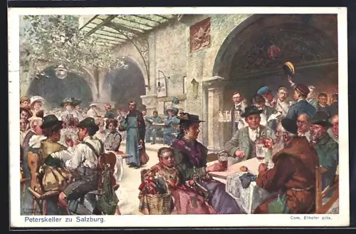 Künstler-AK Salzburg, Partie im Peterskeller
