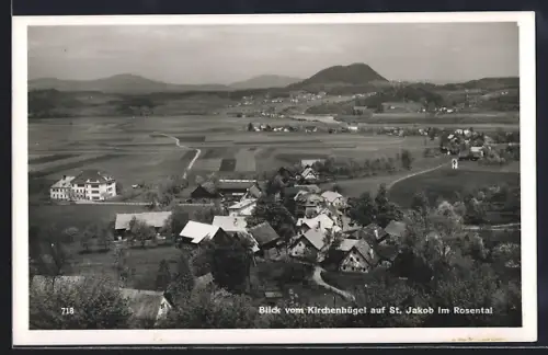 AK St. Jakob im Rosental, Blick auf die Ortschaft vom Kirchenhügel