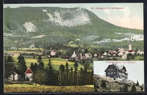 AK St. Radegund /Steiermark, Panorama mit Ort, Stubenberghaus am Schöckel