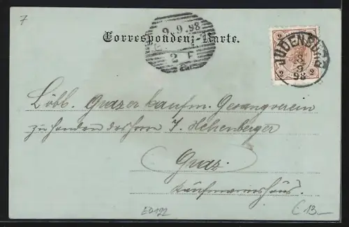 Mondschein-AK Judenburg, Ortsansicht vom Falkenberg