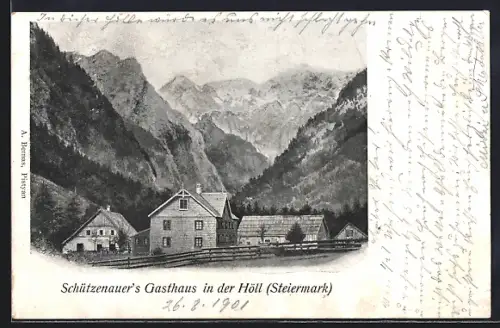 Künstler-AK Weichselboden /Steiermark, Gasthaus Schützenauer in der Höll