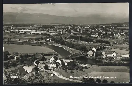AK St. Margarethen bei Knittelfeld, Gobernitz, Luftbild mit Brücke
