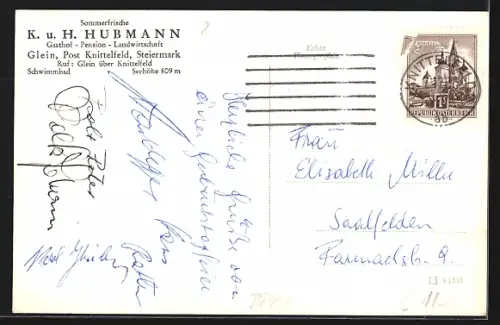 AK Knittelfeld /Stmk., Gasthof und Pension K. u. H. Hubmann