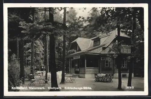 AK Knittelfeld /Stmk., Gasthaus Erfrischungs-Stätte im Stadtpark