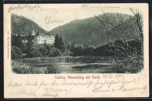 AK Gaal, Schloss Wasserberg mit Teich