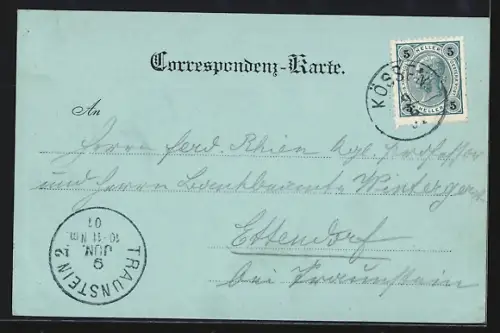 Mondschein-AK Kössen /Tirol, Kirche Maria Klobenstein am Waldrand