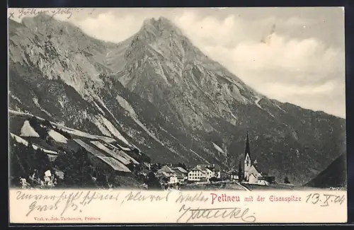 AK Pettneu, Ortsansicht mit der Eisenspitze