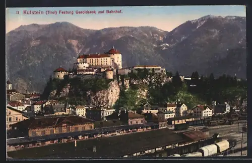 AK Kufstein, Festung Geroldseck und Bahnhof