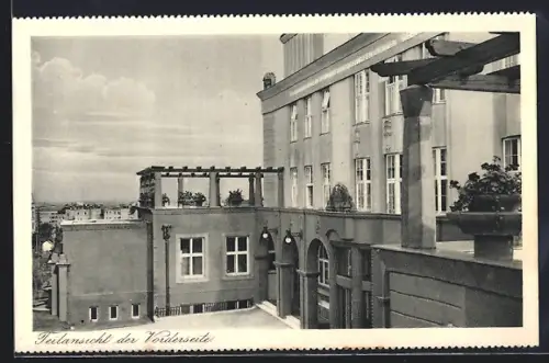 AK Wien, Geburtshilflich-Gynäkologische Anstalt Gersthof, Teilansicht der Vorderseite