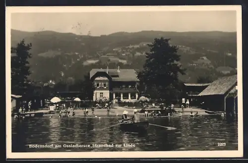 AK Bodensdorf a. Ossiachersee, Strandbad zur Linde