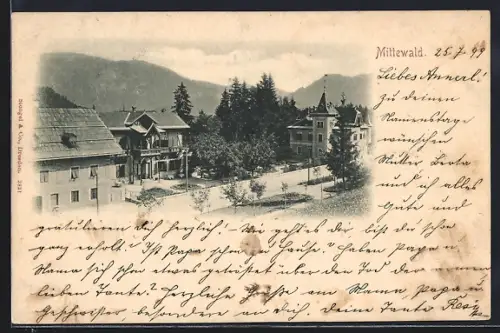 AK Villach, Bad Mittewald, Strassenpartie aus der Vogelschau