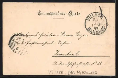 AK Villach, Bad Mittewald, Strassenpartie aus der Vogelschau