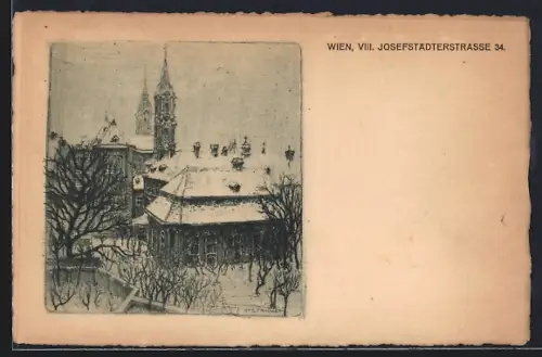 AK Wien, Josefstädterstrasse 34, Blick zur Kirche