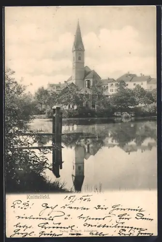 AK Knittelfeld, Die Kirche mit Wasserspiegelung