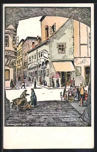 Künstler-AK Wels, Schmiedgasse