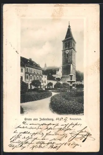 AK Judenburg, Der Hauptplatz mit Kirche