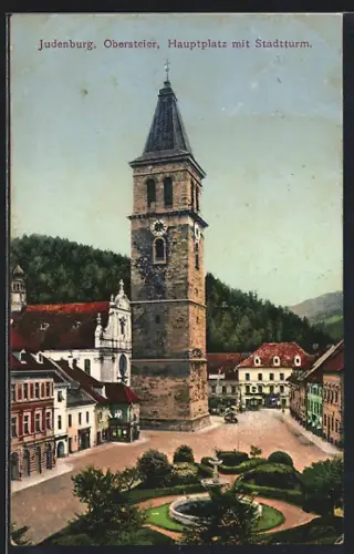 AK Judenburg /Obersteier, Hauptplatz mit Stadtturm