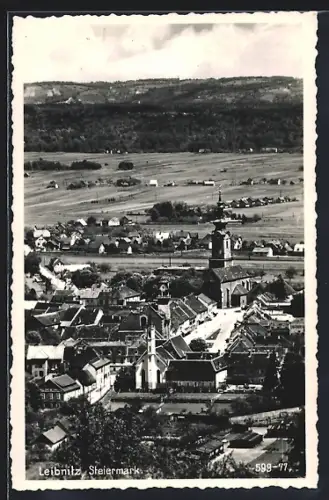 AK Leibnitz, Ortsansicht mit zwei Kirchen